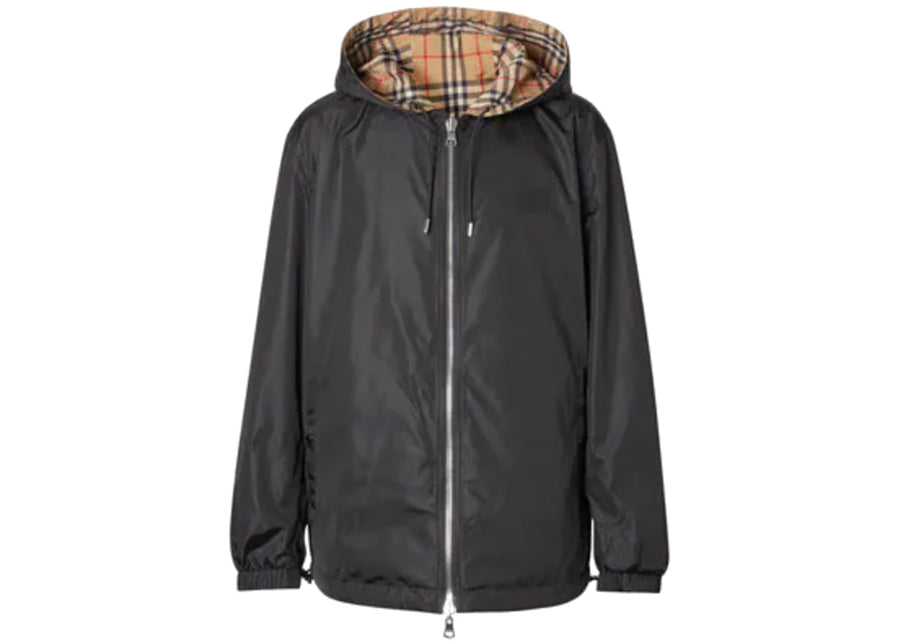 Veste réversible Burberry à carreaux vintage noire