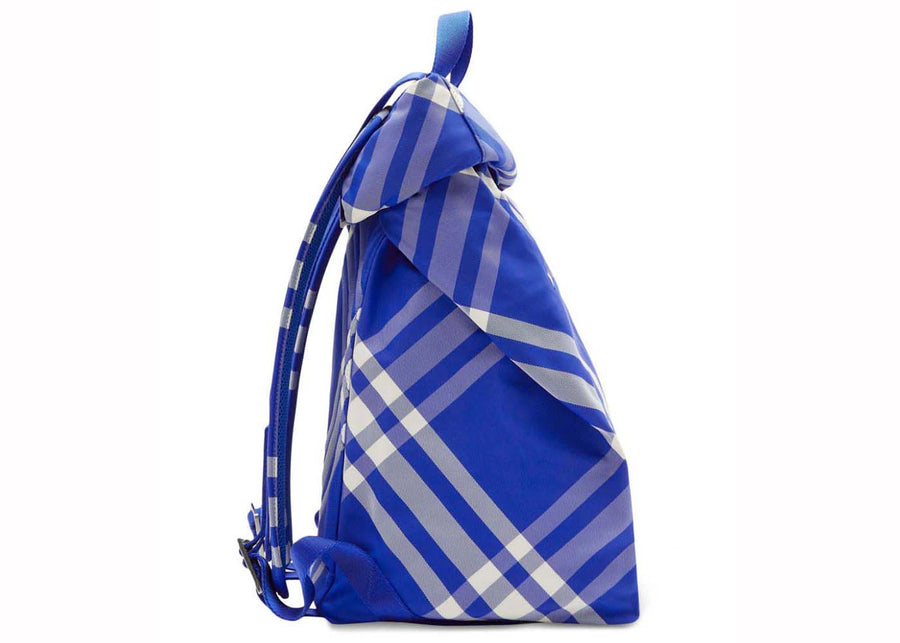 Sac à dos Burberry Roll Jacquard à carreaux bleu et blanc