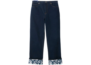 Burberry Rose-print Straight-leg Jeans Blue