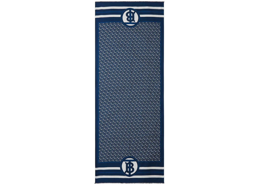 Burberry SS Double Printed Silk Scarf Cerulean Blue