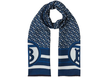 Écharpe en soie imprimée double Burberry SS bleu céruléen