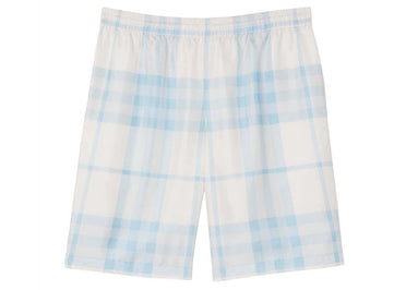 Short Burberry en sergé de soie à carreaux bleu