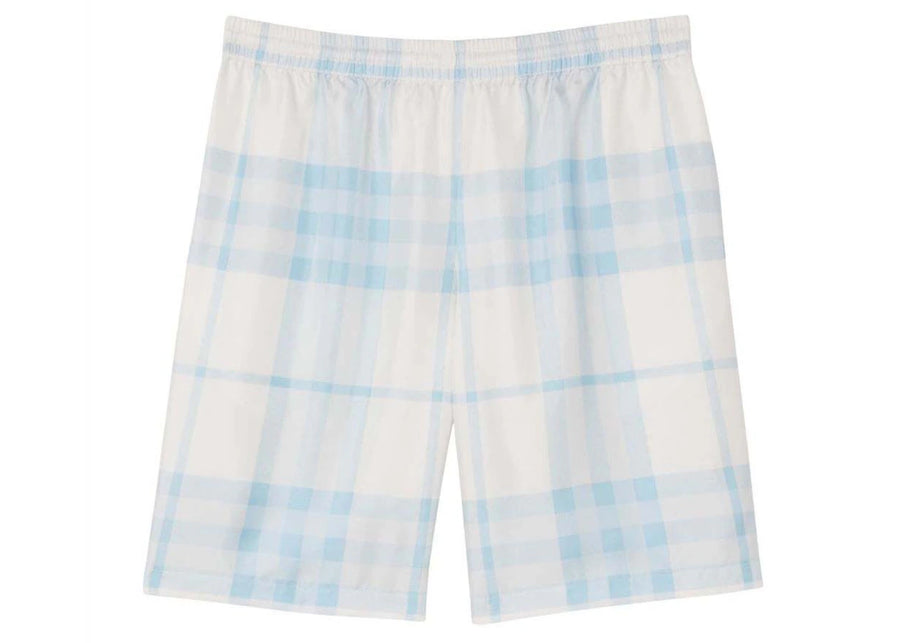 Short Burberry en sergé de soie à carreaux bleu