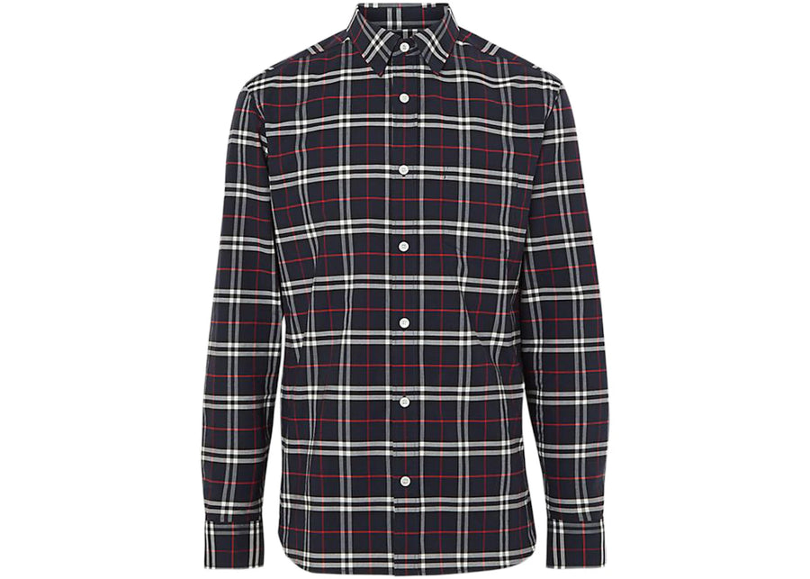 Chemise à carreaux Burberry Simpson bleu marine/blanc/rouge