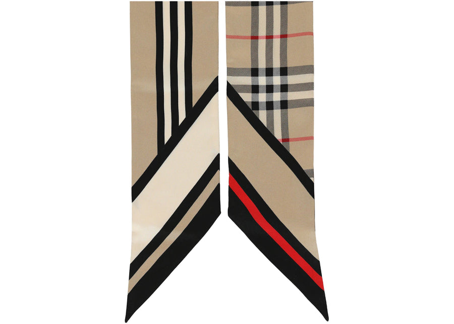 Burberry Skinny Montage Silk Scarf Beige