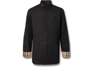 Chemise Burberry Slim Fit à motif monogramme en popeline de coton stretch noire
