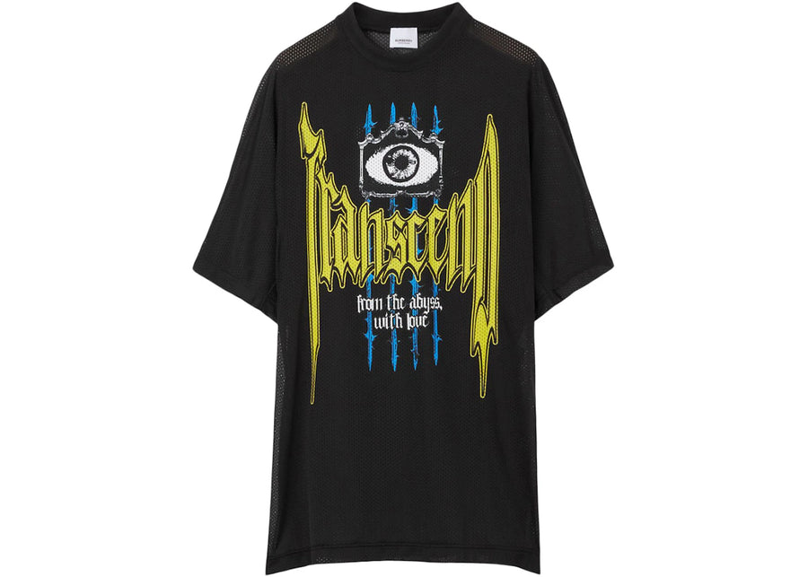 T-shirt noir perforé à imprimé slogan Burberry