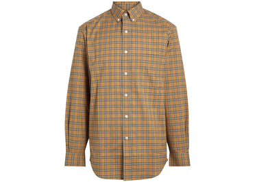 Chemise en coton à petits carreaux Burberry, beige d'archive