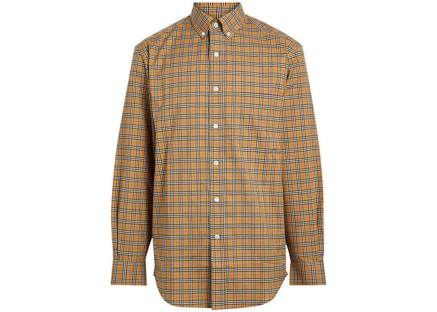Chemise en coton à petits carreaux Burberry, beige d'archive