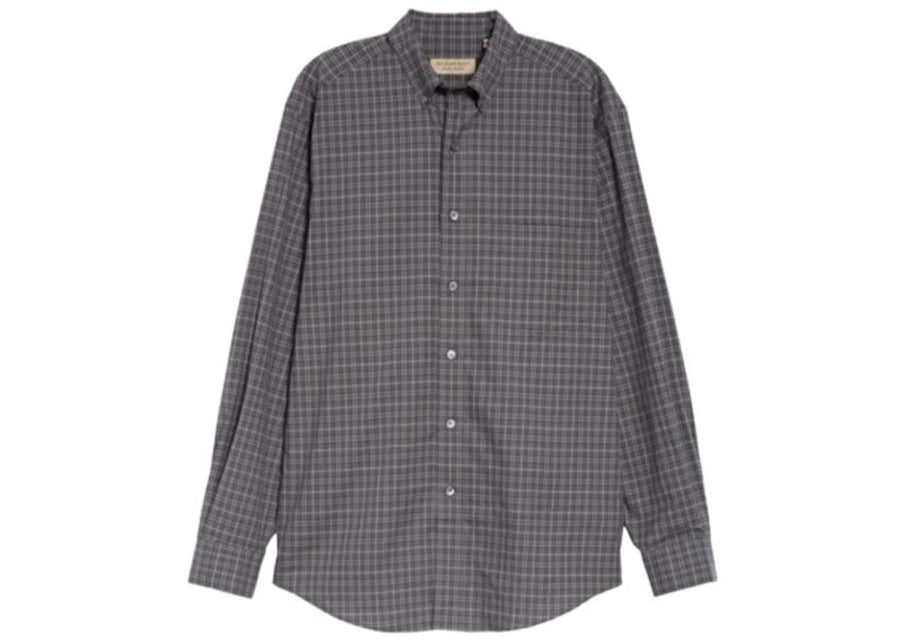 Chemise Burberry à petits carreaux en coton gris foncé