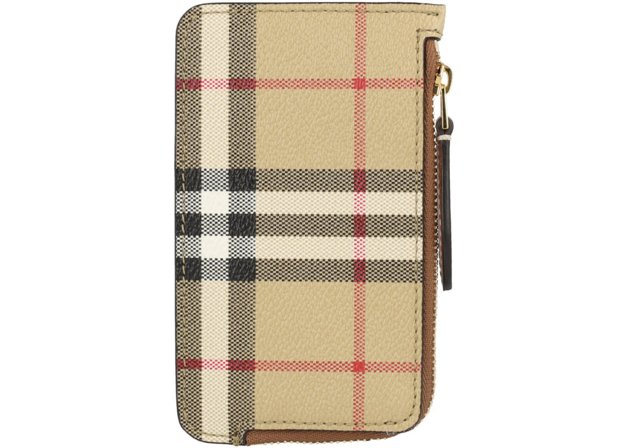 Ensemble d'été Burberry à carreaux, porte-cartes zippé, beige archive