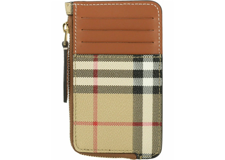 Ensemble d'été Burberry à carreaux, porte-cartes zippé, beige archive