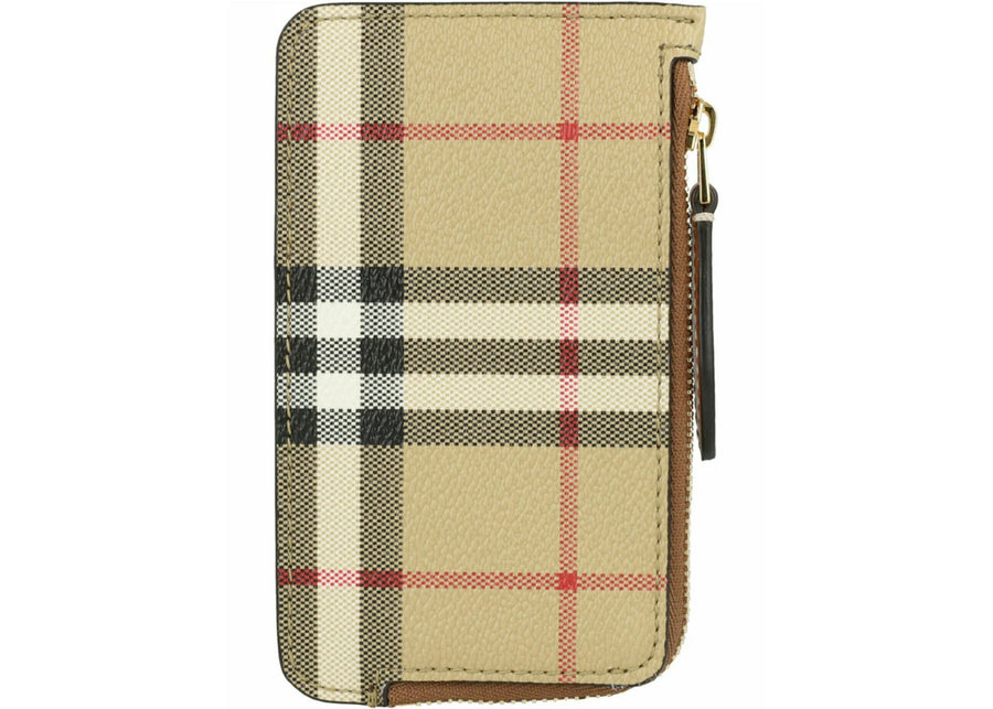 Ensemble d'été Burberry à carreaux, porte-cartes zippé, beige archive