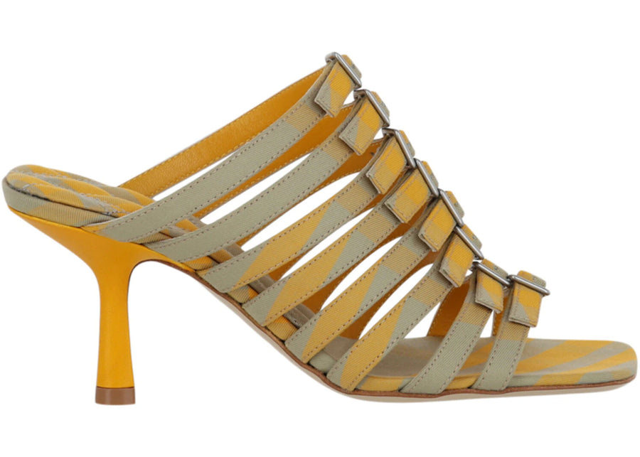 Sandales à talons Burberry Step Check dorées (Femme)