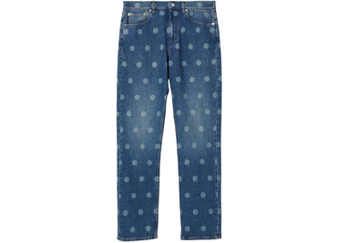 Jean Burberry coupe droite à pois bleu délavé