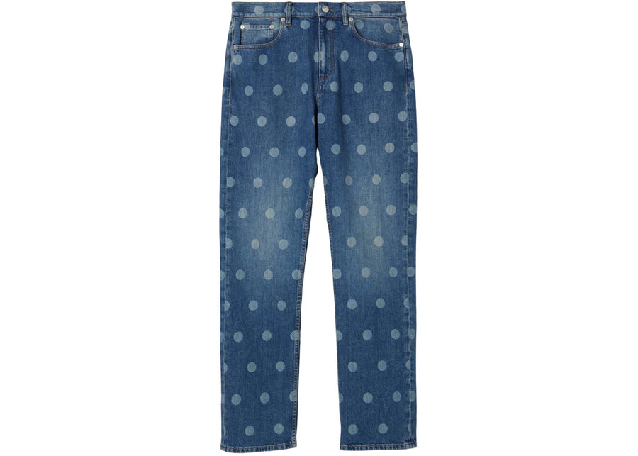 Jean Burberry coupe droite à pois bleu délavé