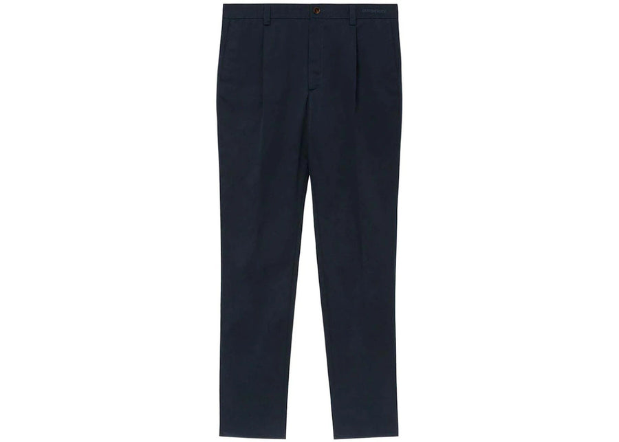 Pantalon de costume droit en coton Burberry bleu marine