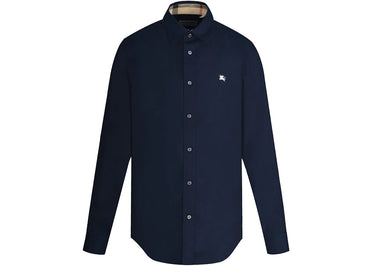Chemise Burberry en popeline de coton stretch bleu marine