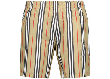 Short de bain Burberry à rayures et carreaux beige/marron