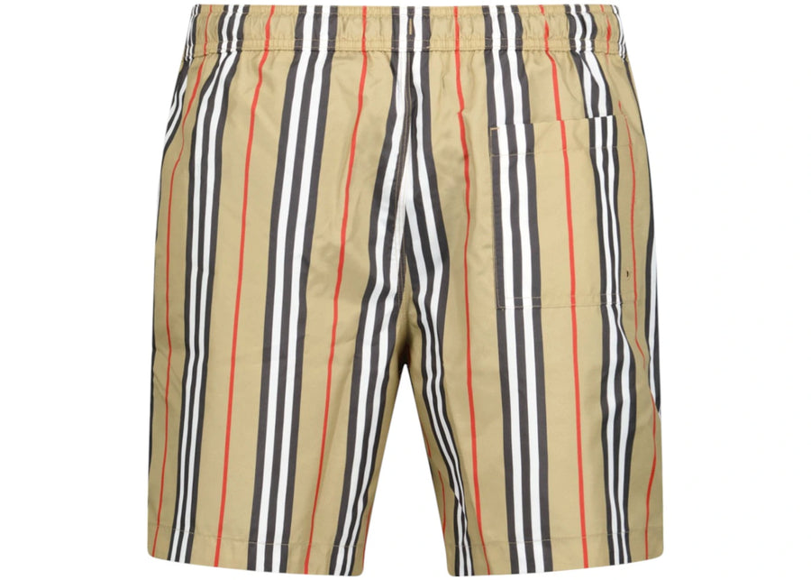 Short de bain Burberry à rayures et carreaux beige/marron