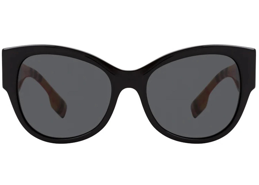Lunettes de soleil Burberry, monture papillon, noir et beige à carreaux vintage (40806111)