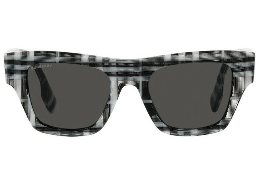 Lunettes de soleil Burberry Ernest à monture carrée à carreaux noirs et blancs (40823051)