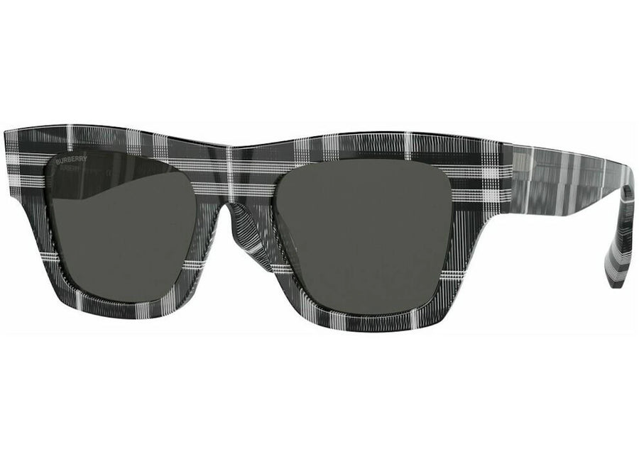 Lunettes de soleil Burberry Ernest à monture carrée à carreaux noirs et blancs (40823051)
