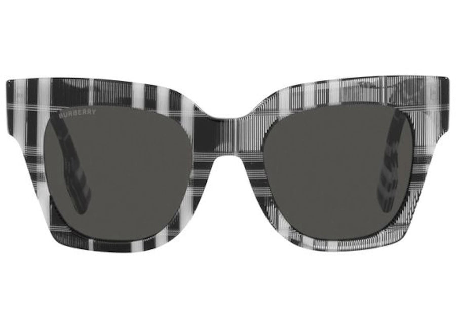 Lunettes de soleil Burberry Kitty à carreaux noirs et blancs (40823221)