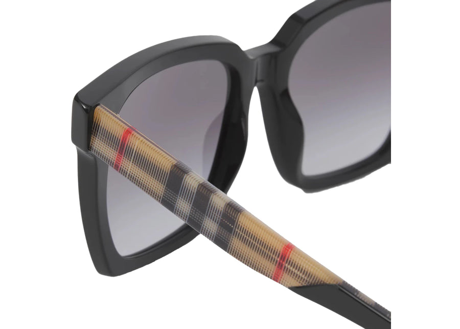 Lunettes de soleil Burberry, monture carrée en érable, motif vintage noir et beige (40816711)