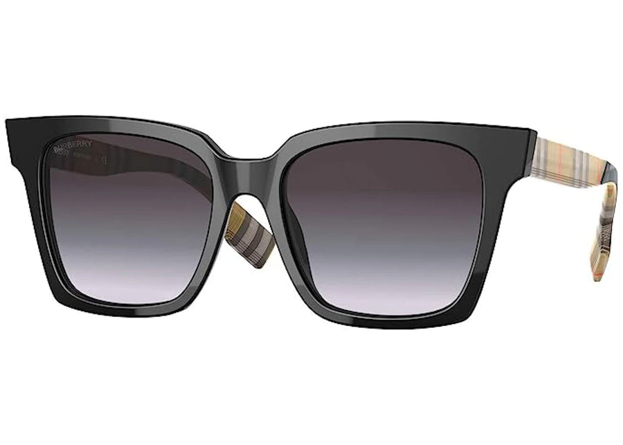 Lunettes de soleil Burberry, monture carrée en érable, motif vintage noir et beige (40816711)