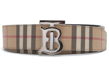 Ceinture réversible Burberry à motif monogramme vintage, largeur 1,4, beige archive