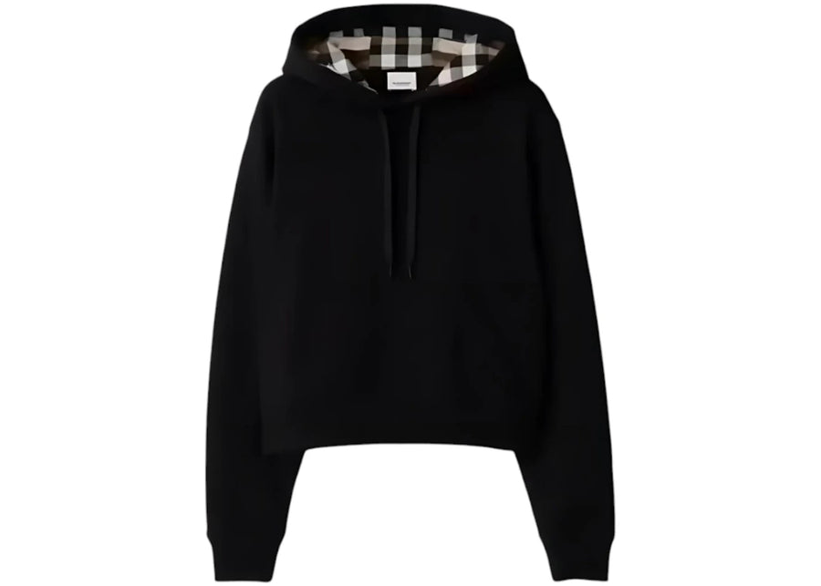 Sweat à capuche Burberry Talley à carreaux brodés (Femme) Noir