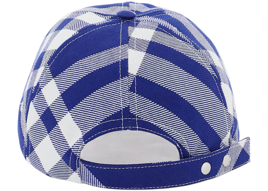 Casquette de baseball Burberry à motif tartan bleu et blanc
