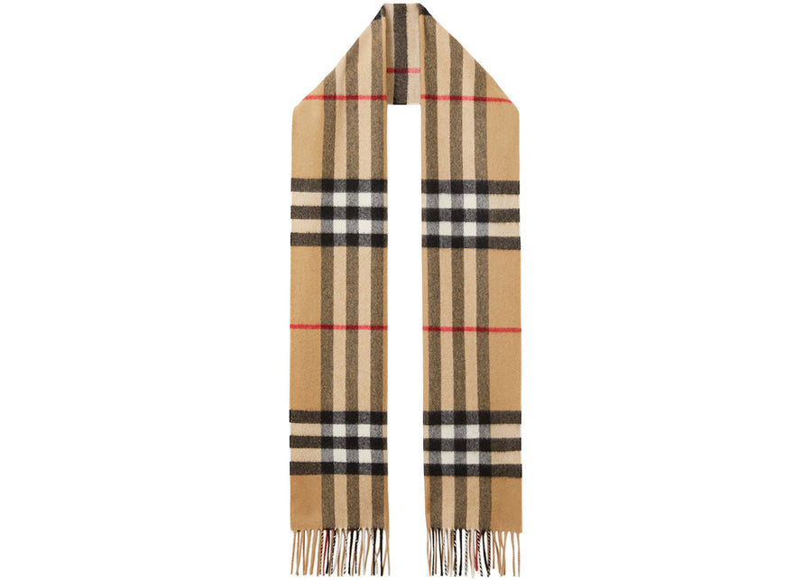 Écharpe en cachemire à carreaux classiques Burberry, beige archive
