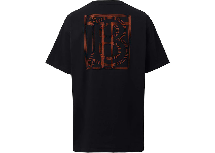 T-shirt oversize en coton noir Burberry à motif monogramme surpiqué
