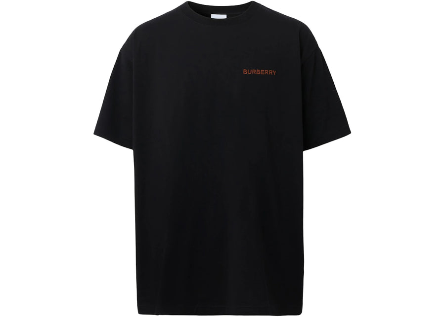 T-shirt oversize en coton noir Burberry à motif monogramme surpiqué