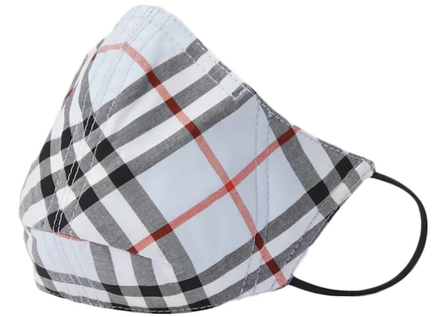 Masque en coton à carreaux vintage Burberry bleu pâle