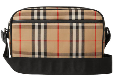 Sac bandoulière Burberry Vintage Check en cuir beige Archive