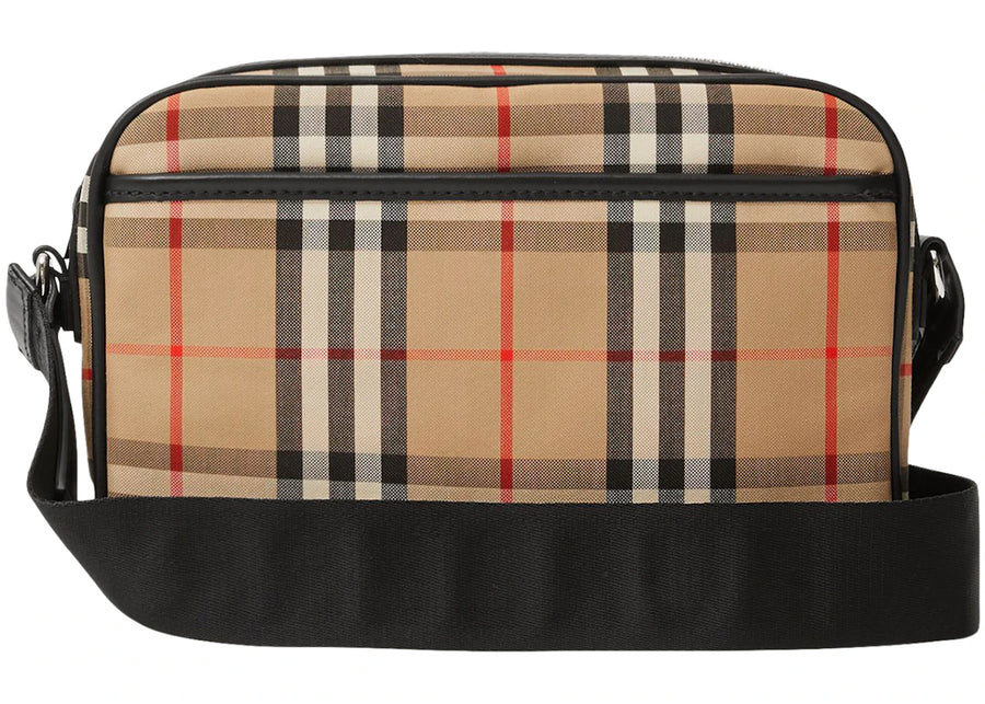 Sac bandoulière Burberry Vintage Check en cuir beige Archive