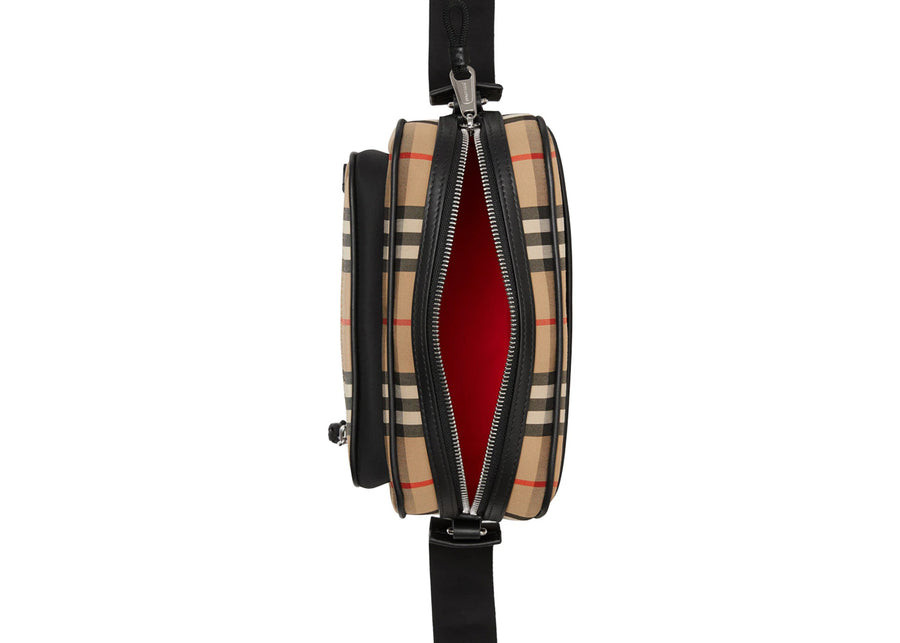 Sac bandoulière Burberry Vintage Check en cuir beige Archive