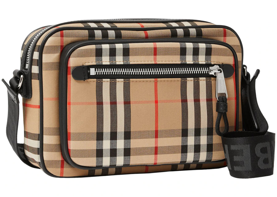 Sac bandoulière Burberry Vintage Check en cuir beige Archive