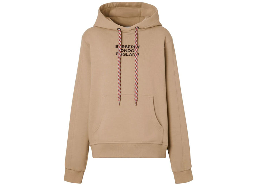Sweat à capuche oversize beige Burberry pour femme, logo brodé