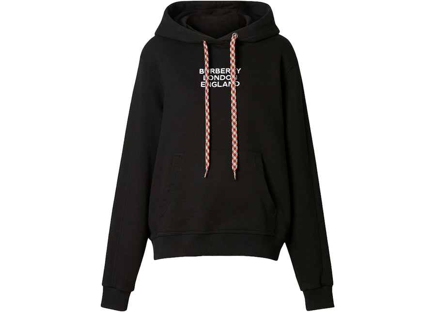 Sweat à capuche oversize Burberry pour femme, logo brodé, noir