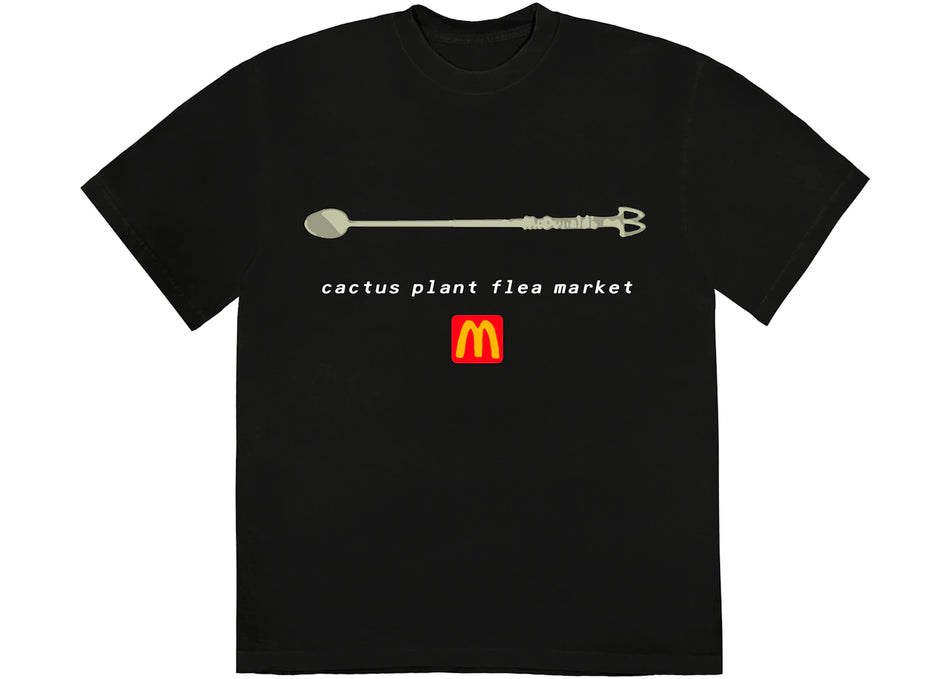 Cactus Plant Flea Market x McDonald's Coffee Stirrer T-shirt Black