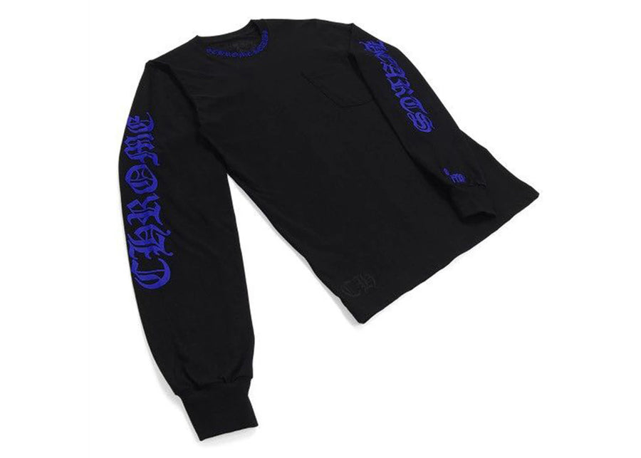 T-shirt à manches longues Chrome Hearts 1988 avec logo au cou, noir/bleu