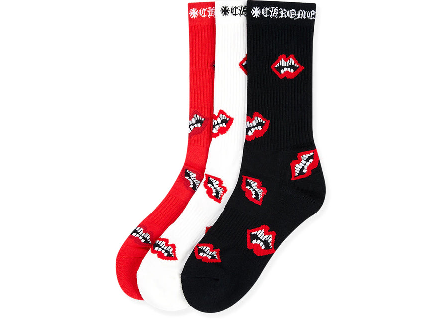Lot de 3 paires de chaussettes Chrome Hearts Chomper multicolores
