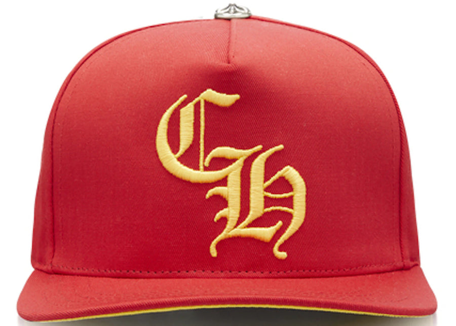 Chapeau Chrome Hearts CH à bouton argenté rouge/jaune