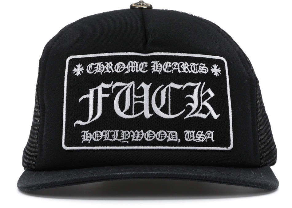 Chrome Hearts FUCK Hollywood Trucker Hat Black/Black