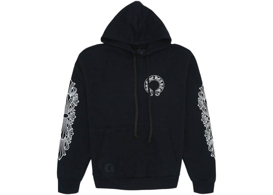 Chrome Hearts Horse Shoe Floral Hoodie Black