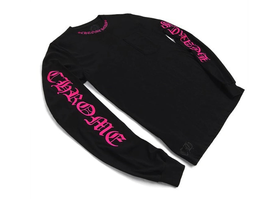 T-shirt à manches longues Chrome Hearts avec poche, rose fuchsia/noir